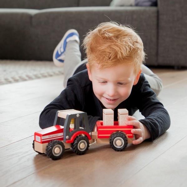 Tractor met aanhanger  - Hooibalen en speelfiguren