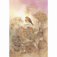 Oliepastelkaart Roodborstje op hortensia per 10 stuks