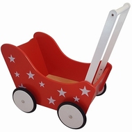 Poppenwagen met Sterretjes Rood, exclusief dekje